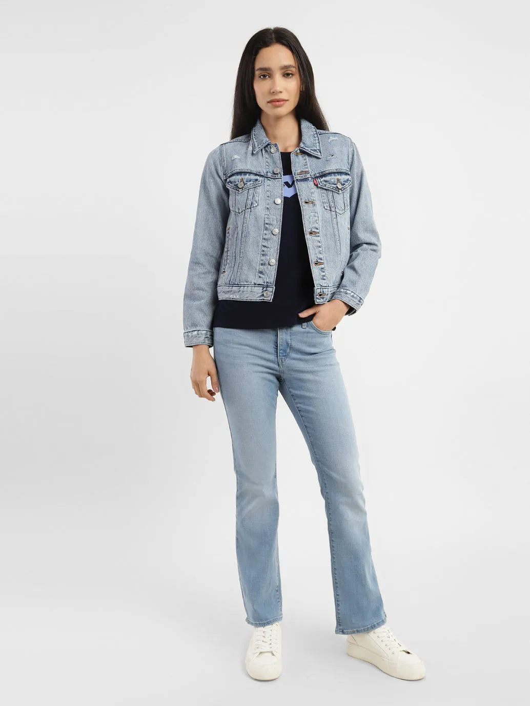 Women's 315 Blue Straight Fit Mid Rise Jeans