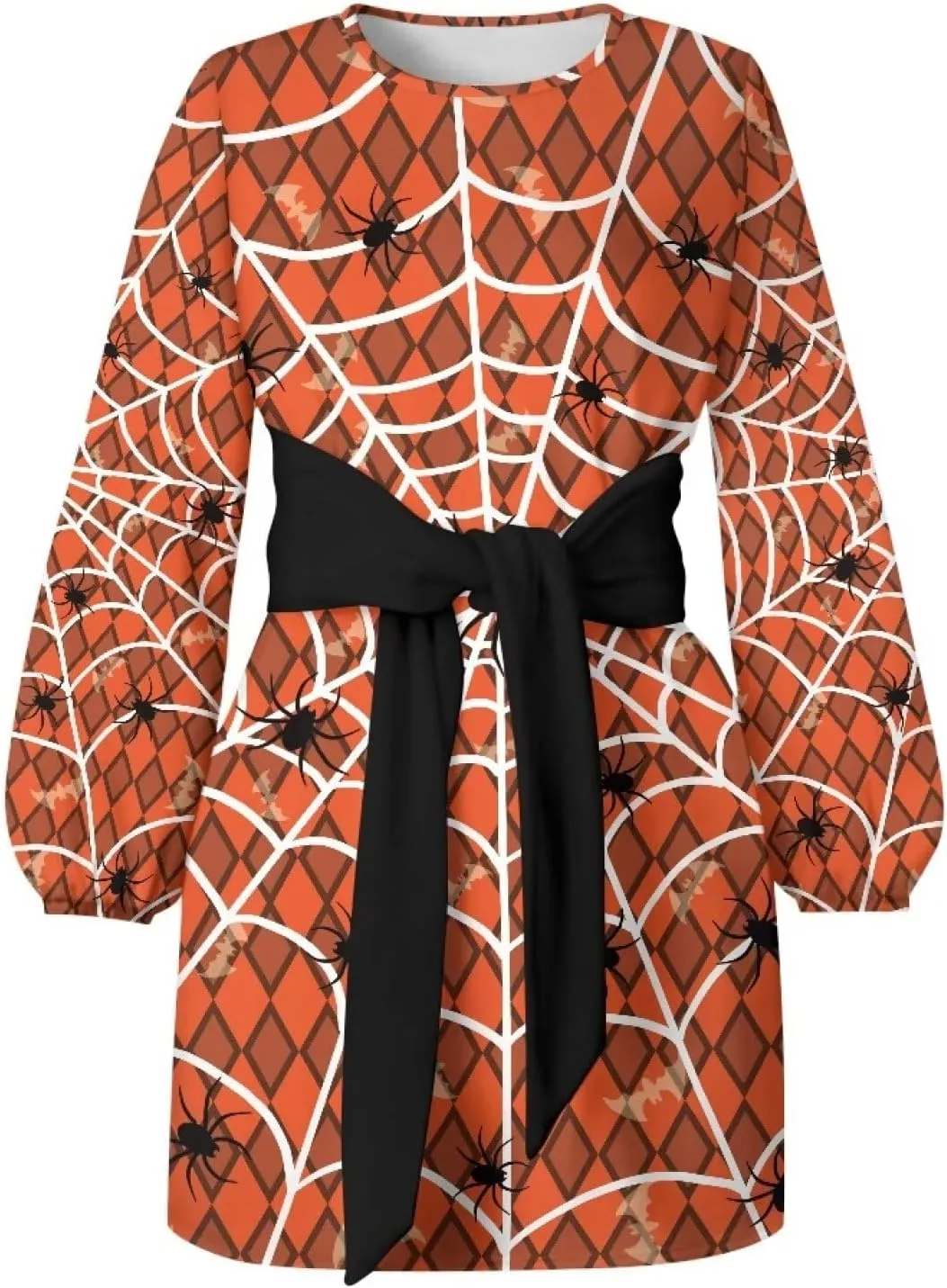 Womens Casual Dress Crewneck Long Sleeve A Line Mini Dresses Tie Waist Flowy Ruched Outfits Sexy Stylish Shirts