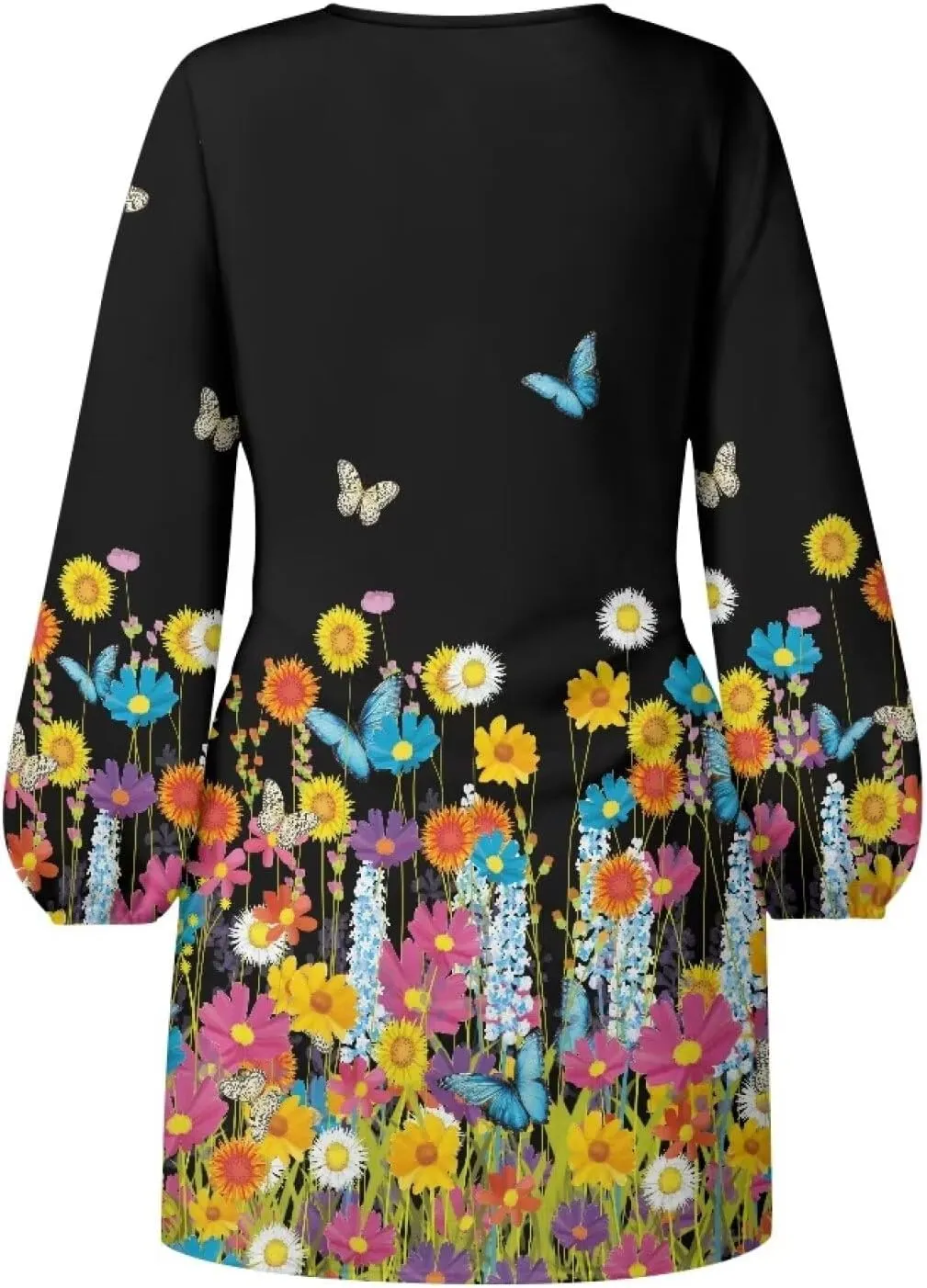 Womens Casual Dress Crewneck Long Sleeve A Line Mini Dresses Tie Waist Flowy Ruched Outfits Sexy Stylish Shirts