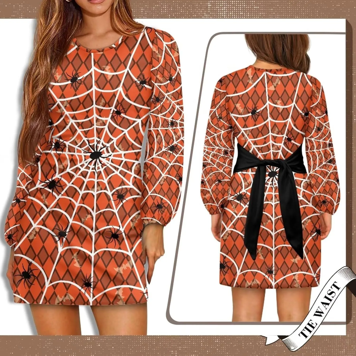 Womens Casual Dress Crewneck Long Sleeve A Line Mini Dresses Tie Waist Flowy Ruched Outfits Sexy Stylish Shirts