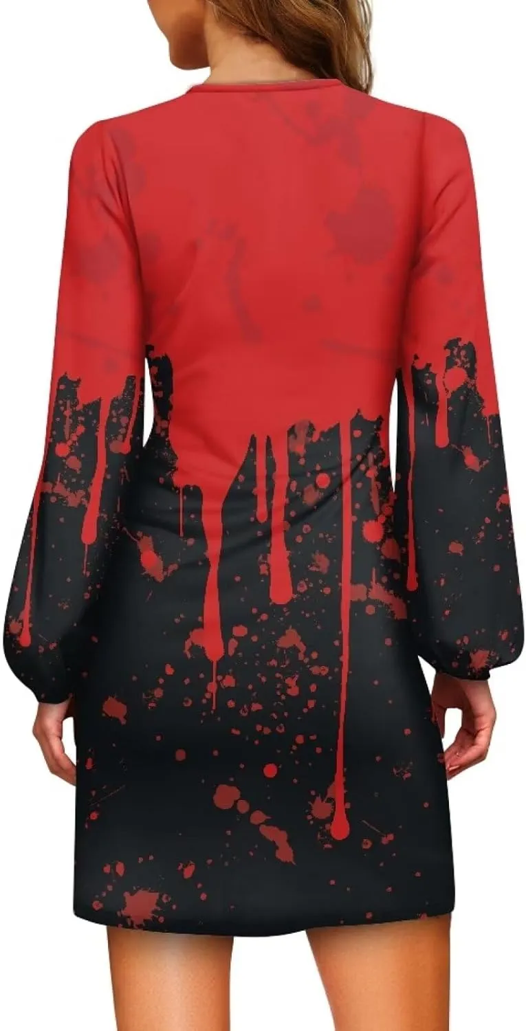 Womens Casual Dress Crewneck Long Sleeve A Line Mini Dresses Tie Waist Flowy Ruched Outfits Sexy Stylish Shirts