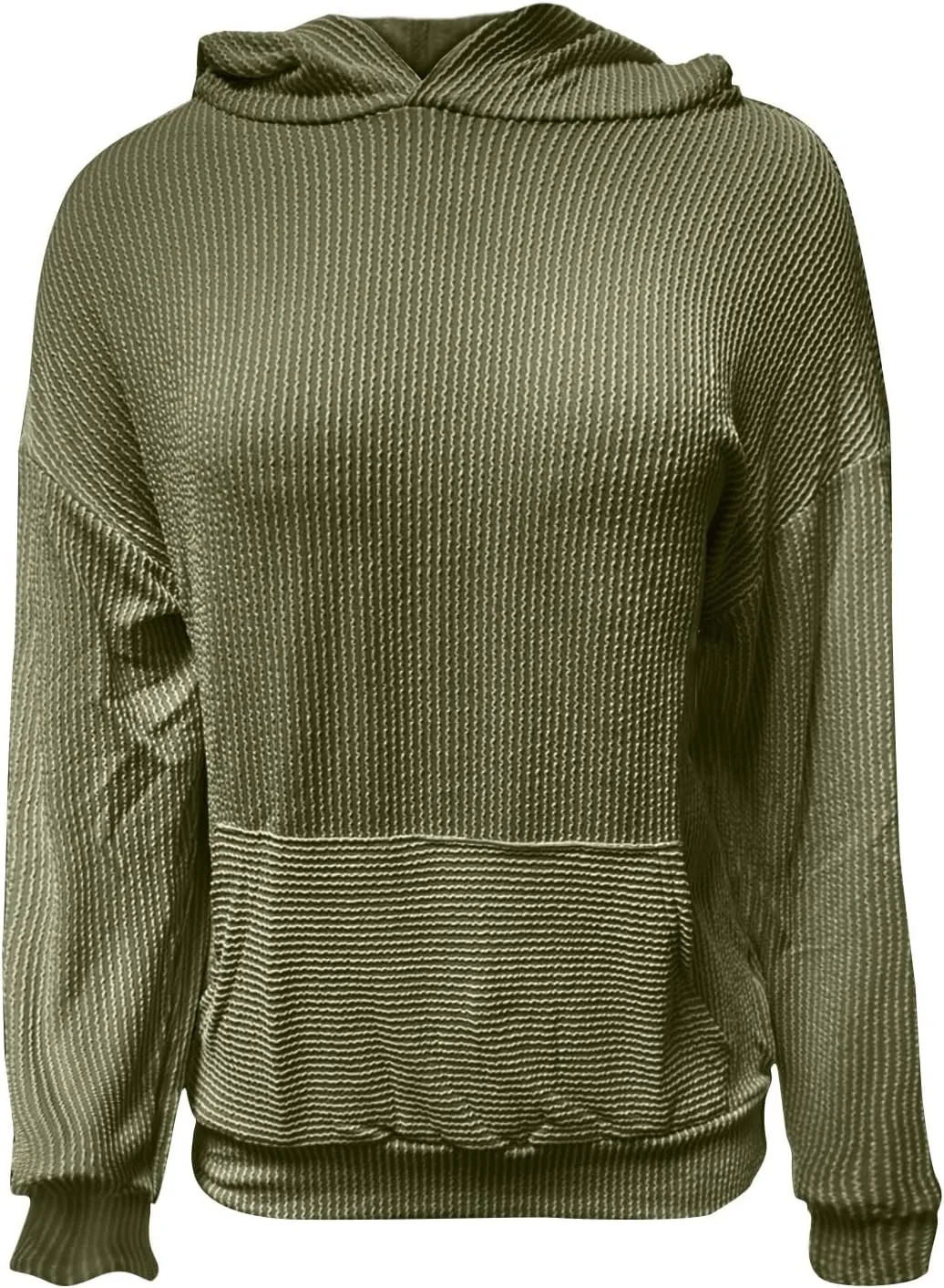 Womens Hoodies Y2k Loose Pullover Casual Long Sleeve Shirts Trendy Ribbed Knit Cute Fall Tunic Hoodies with Pocket