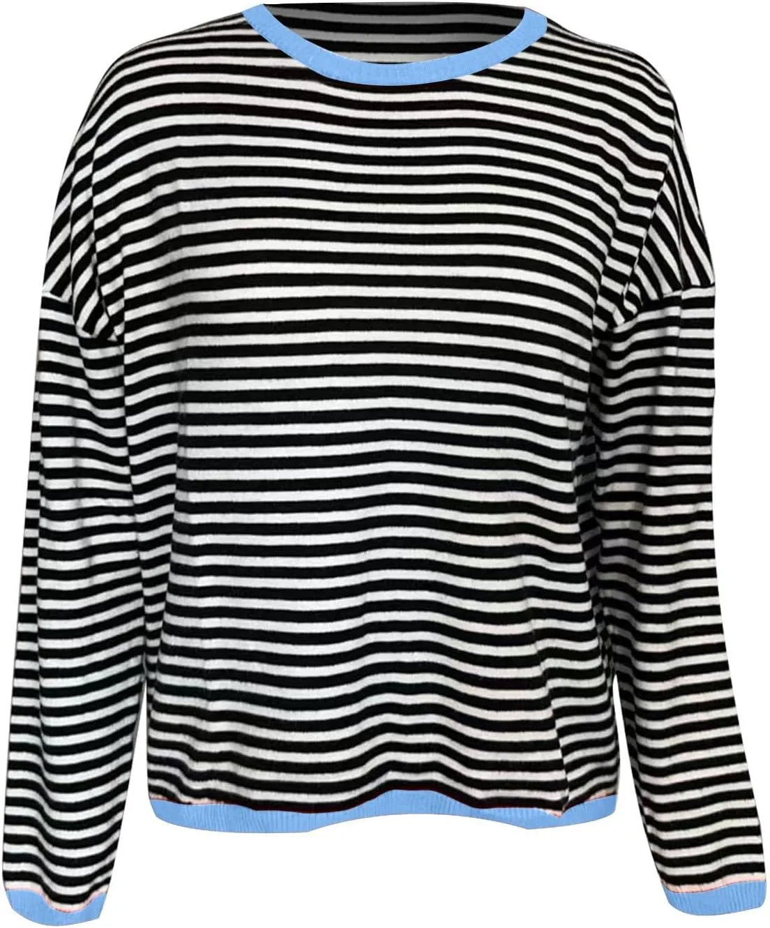 Womens Loose Striped Pullovers 2024 Fall Trendy Oversized Long Sleeve Hooded Sports Sweatshirt Casual Workout Hoodie