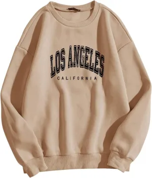Women's Oversized Sweatshirt Los Angeles California Graphic Crewneck Long Sleeve Casual Loose Pullover Tops