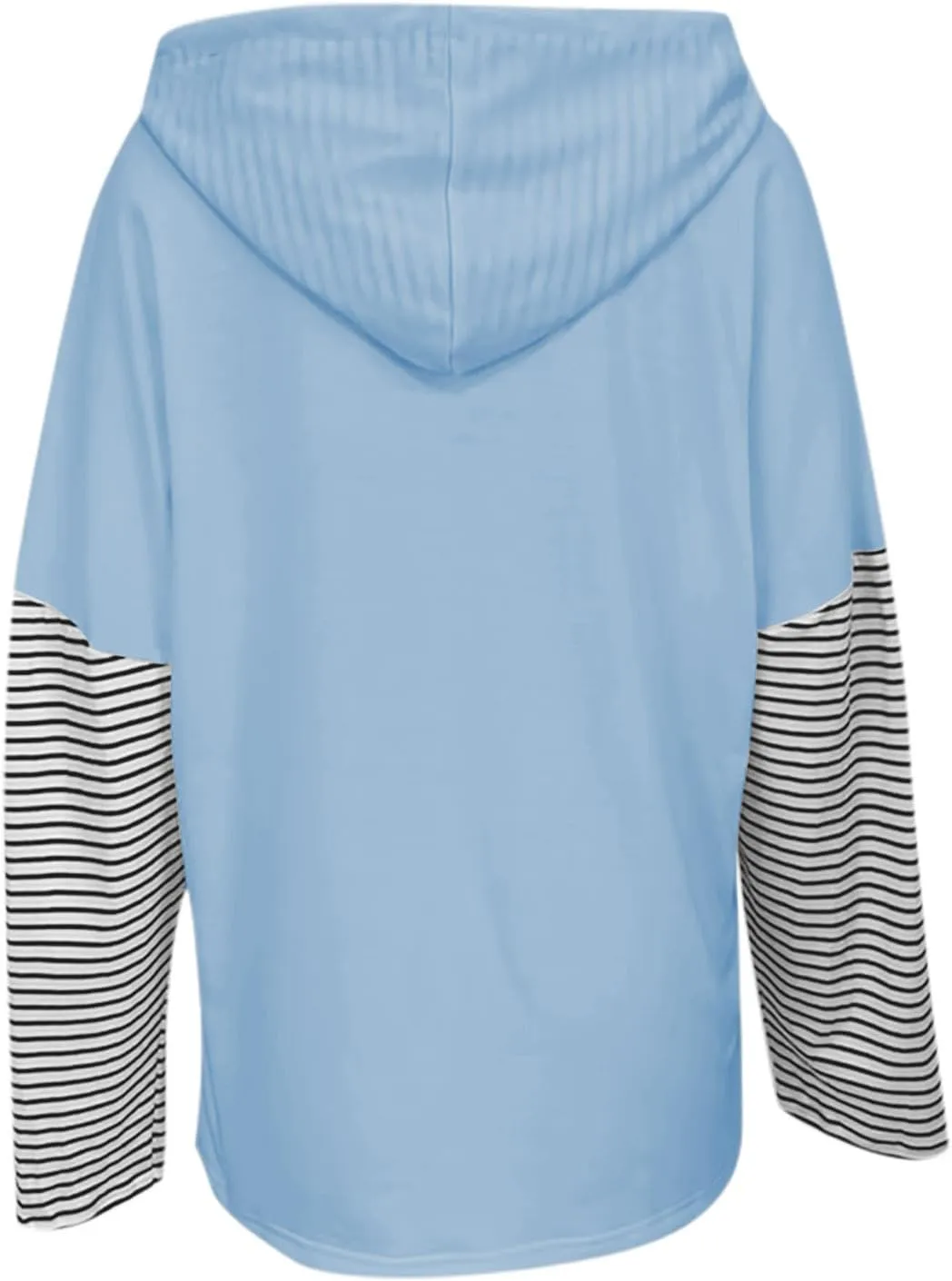 Womens Oversized Sweatshirt Striped Color Block Hoodies Drawstring Casual V Neck Long Sleeve Pullover Tops