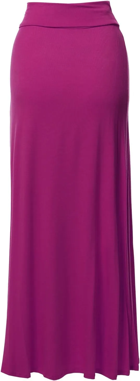Women's Stylish Fold Over Flare Long Maxi Skirt