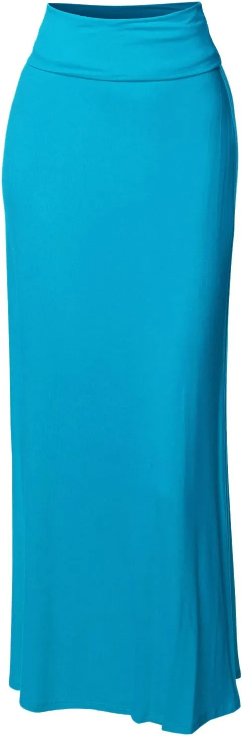 Women's Stylish Fold Over Flare Long Maxi Skirt