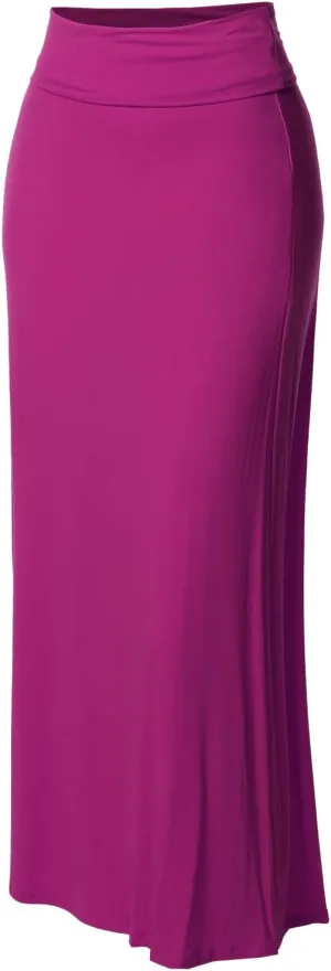 Women's Stylish Fold Over Flare Long Maxi Skirt