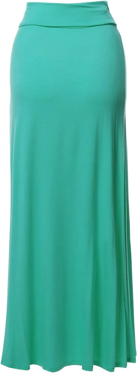 Women's Stylish Fold Over Flare Long Maxi Skirt
