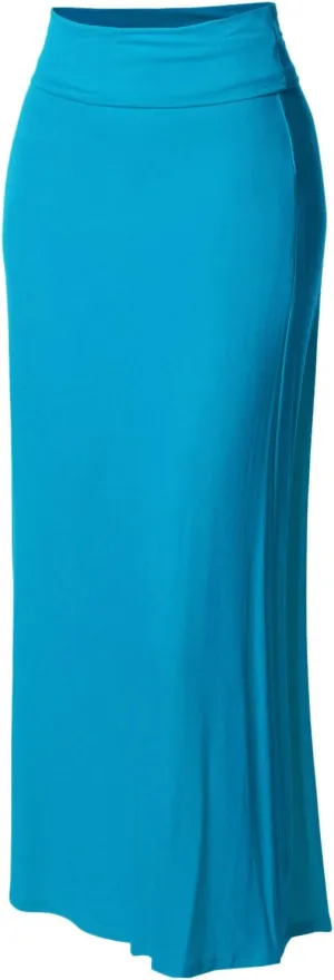 Women's Stylish Fold Over Flare Long Maxi Skirt