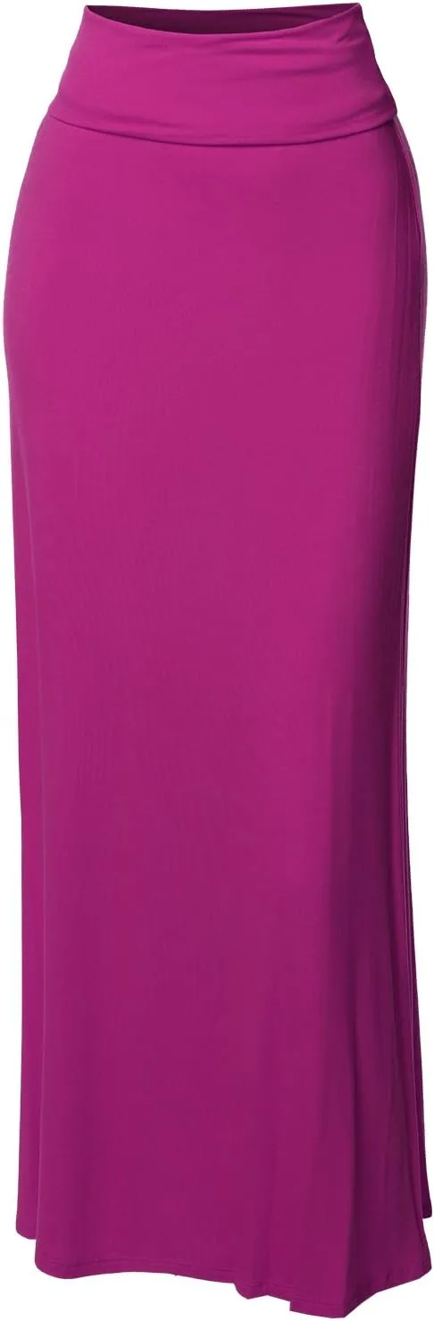 Women's Stylish Fold Over Flare Long Maxi Skirt