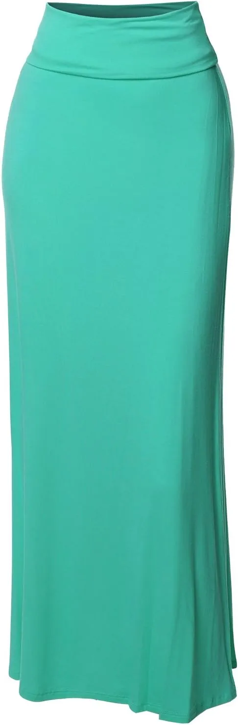 Women's Stylish Fold Over Flare Long Maxi Skirt