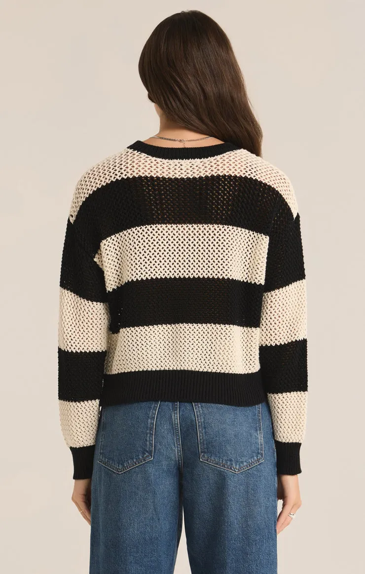 Z-Supply Broadbeach Stripe Sweater - BLACK