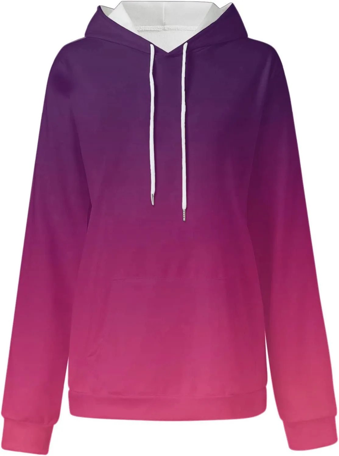 ZDRZK Womens Hoodies With Plus Size Long Sleeve Stylish Gradient Casual Crewneck Sweatshirts Loose Fitting Hooded Pullover