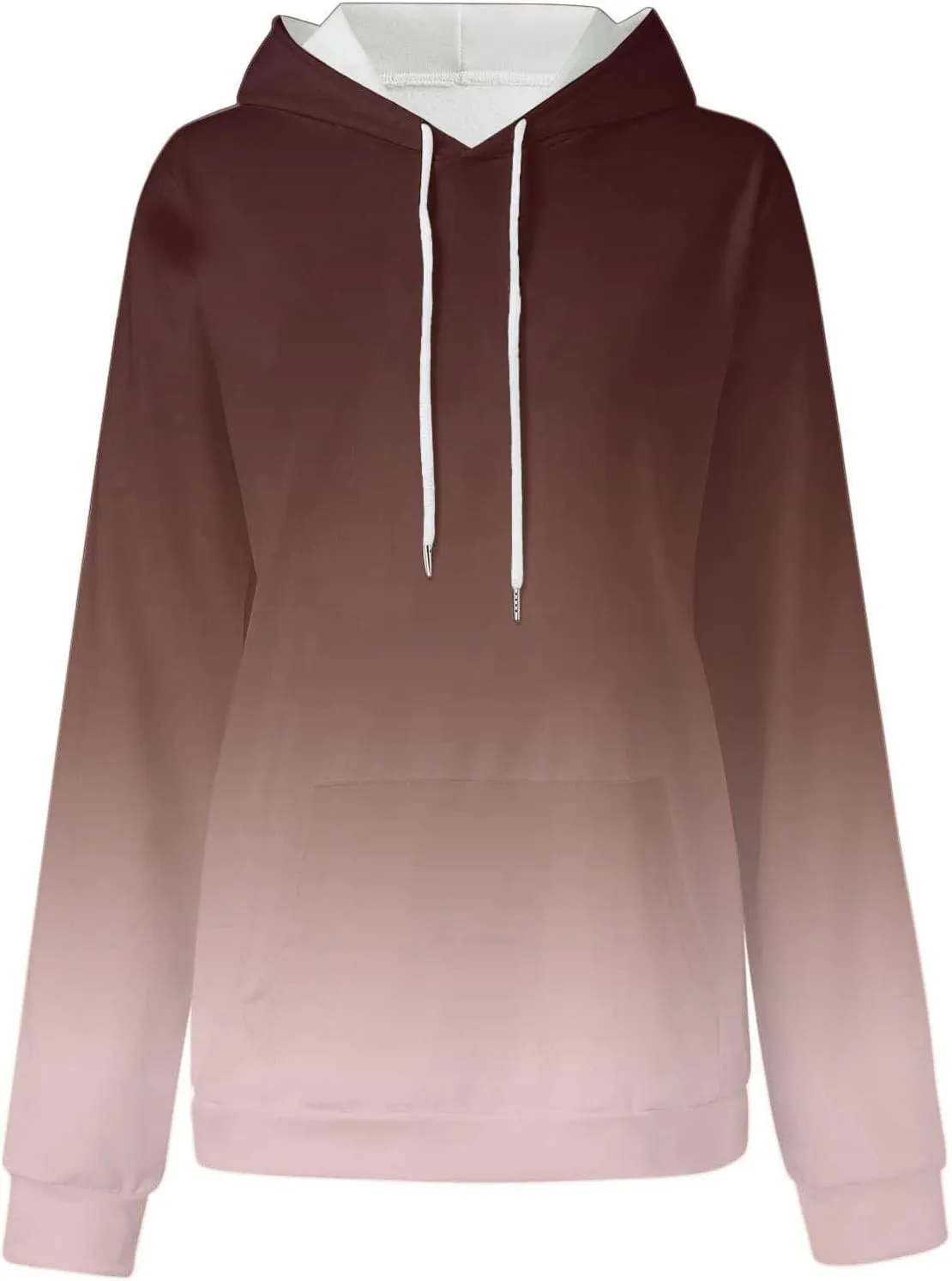ZDRZK Womens Hoodies With Plus Size Long Sleeve Stylish Gradient Casual Crewneck Sweatshirts Loose Fitting Hooded Pullover