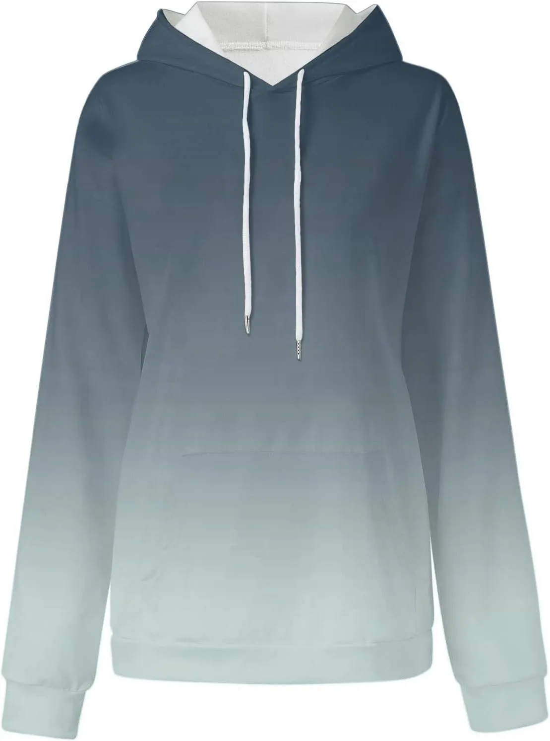 ZDRZK Womens Hoodies With Plus Size Long Sleeve Stylish Gradient Casual Crewneck Sweatshirts Loose Fitting Hooded Pullover