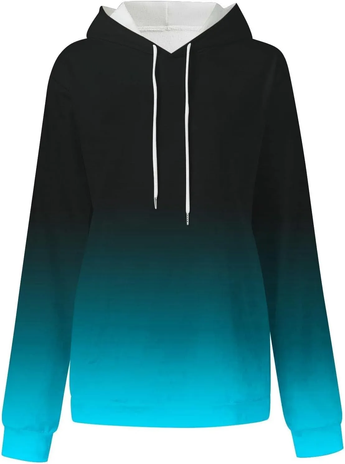 ZDRZK Womens Hoodies With Plus Size Long Sleeve Stylish Gradient Casual Crewneck Sweatshirts Loose Fitting Hooded Pullover